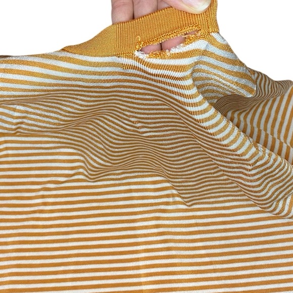 Ellen Tracy Cardigan Women’s MP Cropped Striped Orange White Buttons Y2K Spring - Picture 6 of 6